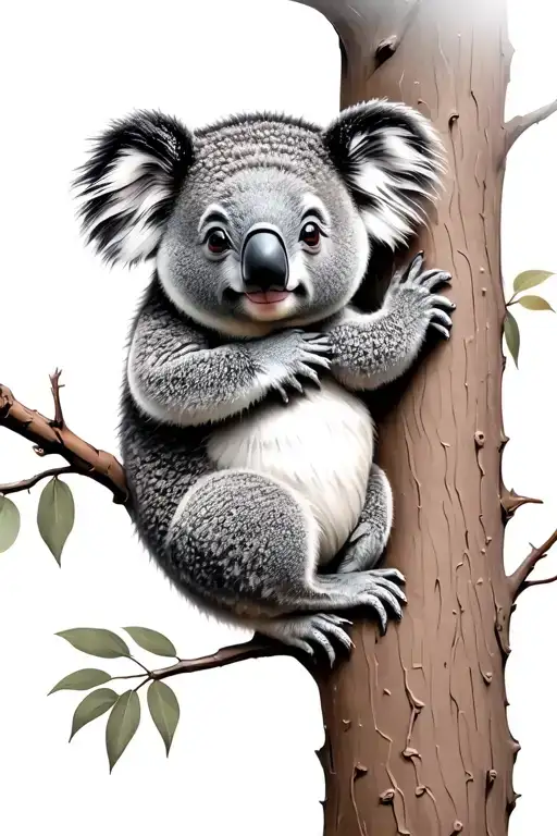 Koala Holding On A Tree