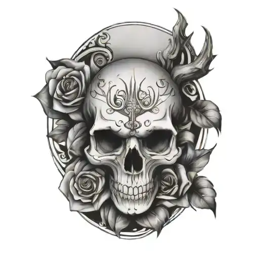 Circle Arms And Skull