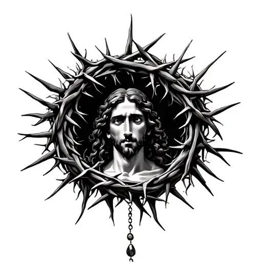 The Crown Of Thorns With The Rosary Going Through It