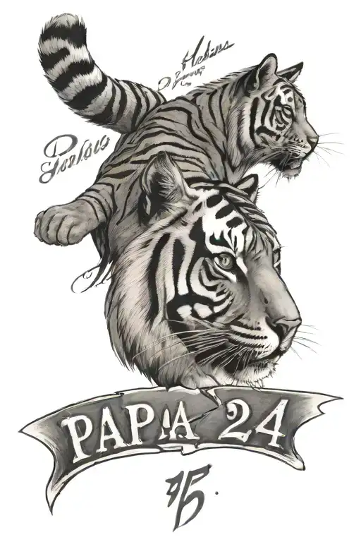 Tiger With The Words Papa And The Numbers 1957-2024