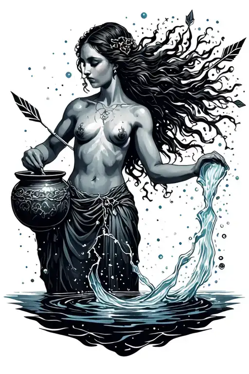 Aquarius Water Bearer Pouring Out A Constellation Arrows Female