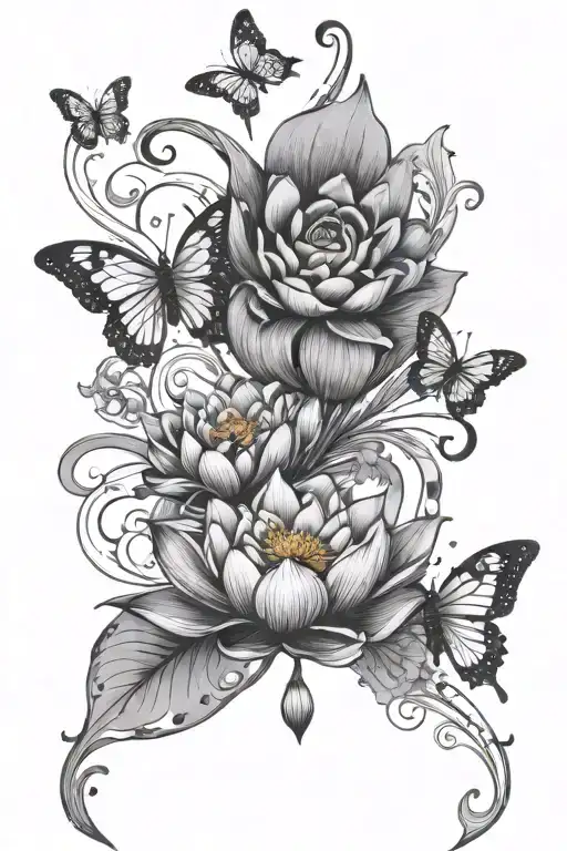 A Lotus Flower With Butterfly Wings And Money Symbols In The Petals