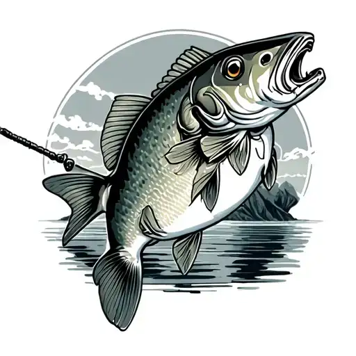 Vintage Fishing Art Representation