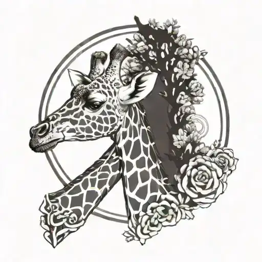 Giraffe In A Circular Design With Coordinates Incorporated