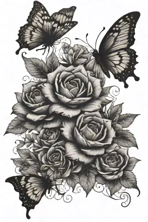 Lotusand Roses Flowers Growing Out Of A Pile Of Money With Butterflies Fluttering Around