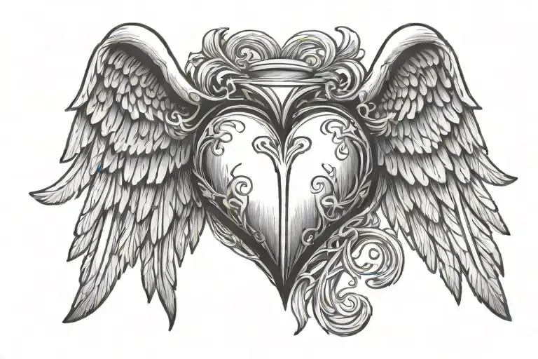 Simple Heart With Angel Wings