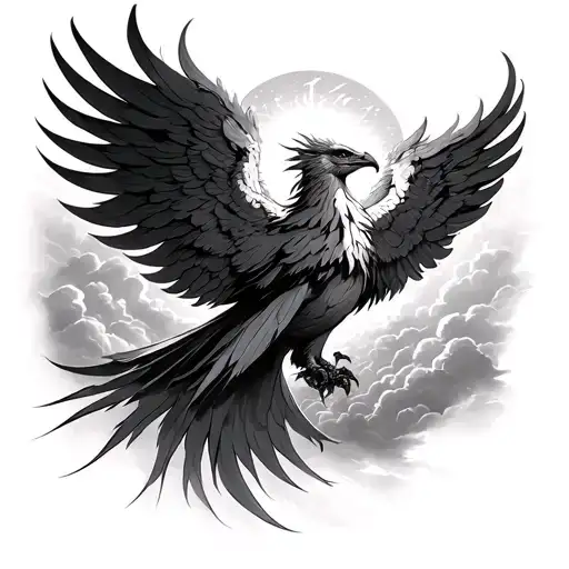 Phoenix Rising With Stormy Sky Parting With Sun