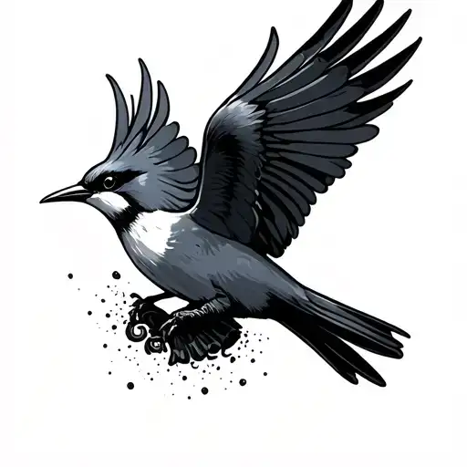 Swallow Bird Divingdownward With Aggresive Look