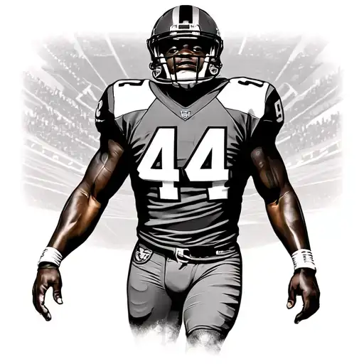 American Football Player Number 44 Walking Out Football Stadium