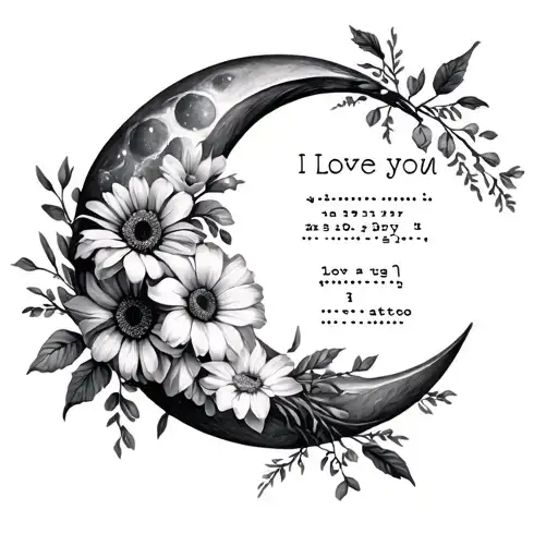 July Flowers In A Waning Moon Shape With I Love You In Morse Code