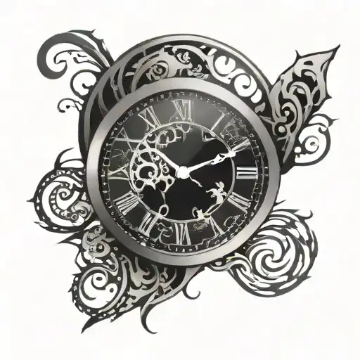 Clock With Cracks Tribal Patterns