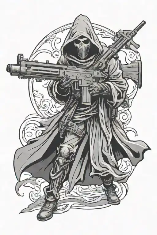 Cloaked Reaper With Ar15 Assault Rifle