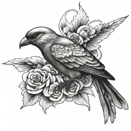 Bird And Cross Tattoo Design