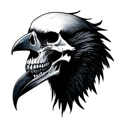 Raven Skeleton Head