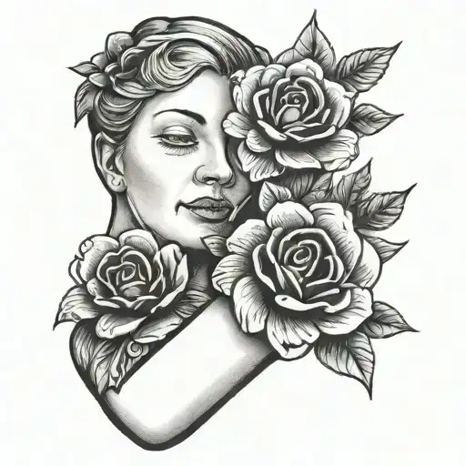 Flowers Around Mother Holding Hands