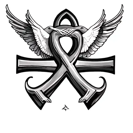 Ankh Cross With Doves Neck