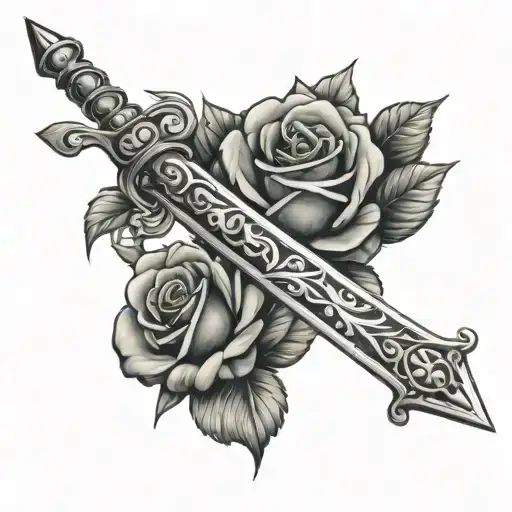 Sword And A King Crown And A Rose