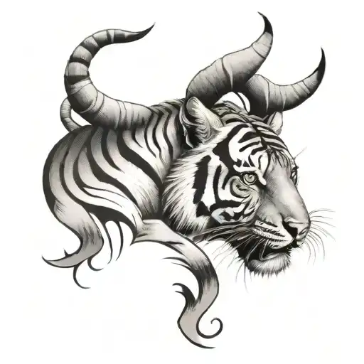 Tiger With Ram Horns