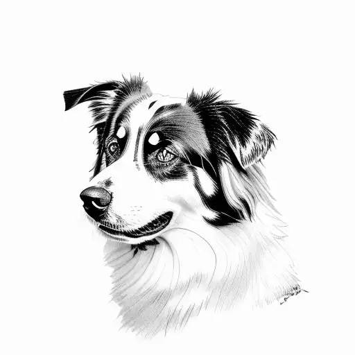 Black Tri Color Australian Shepherd Dog Withh 3 Heads