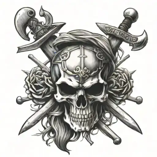The Royal Lancers Skull And Cross Bones In A Viking Theme With Crossed Axes