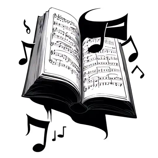 Open Book With Music Notes Floating