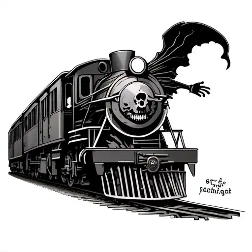 Grim Reaper Chasing A Train Traveling