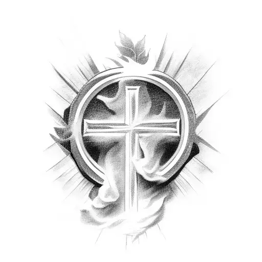 Cross With Rose And Eagle