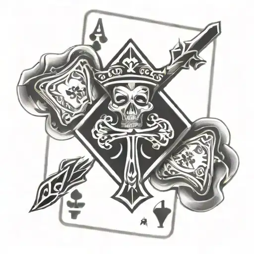 Cross Tattoo With Aces Poker Card