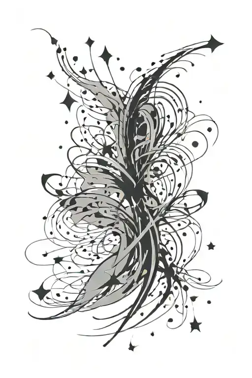 Brush Stroke Wisps Abstract Tattoo With Mini Stars