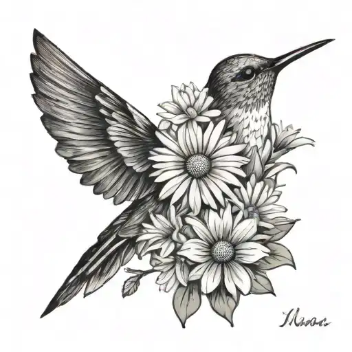 Memorial Tattoo For My Nana With A Hummingbird And Daisies