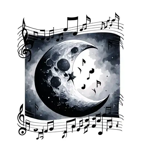 Cresant Moon And Music Notes Forming