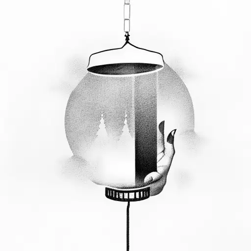 Hand Holding Lantern In Dense Forest