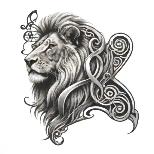 Lion With Music Note Surrounded