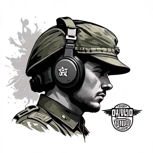 Military Officer Wearing Headphone Engulfing