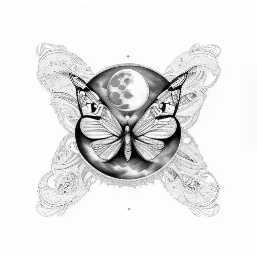 An Intricate Butterfly Design Incorporating The Phases Of The Moon