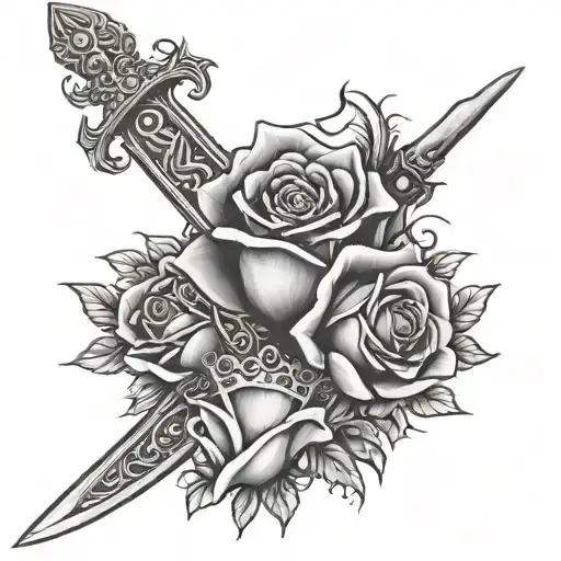 Sword And A King Crown And A Rose