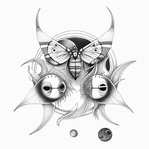 Crescent Moon And Moth