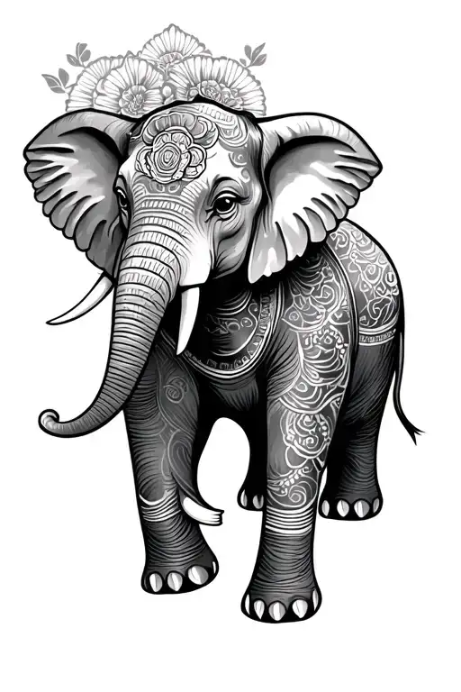 Bali Traditional Style Tattoo Elephant