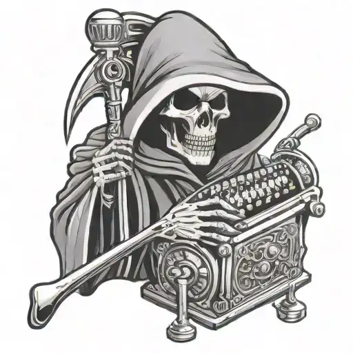 Grim Reaper Holding A Slot Machine