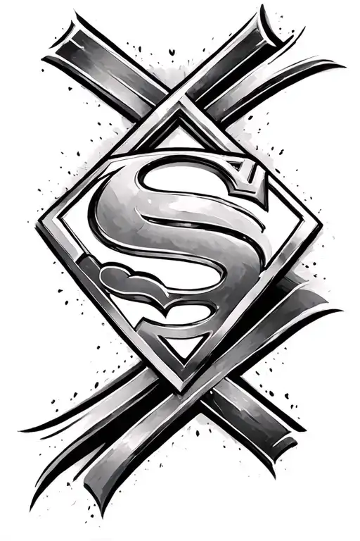 Superman Symbol Arm Sleeve Tattoo Design Incorporating Elements