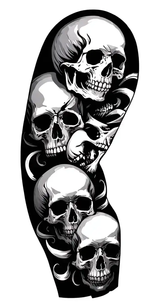 Skulls Connected Up Arm Sleeve