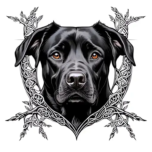 Black Labrador Dog Celtic Tree Of Life