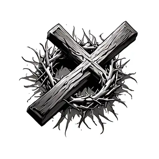 The Cross With Crown Of Thorns
