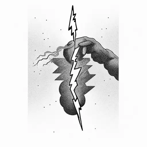 A Black And Grey Depiction Of A Lightning Bolt Striking An Oil Derrick