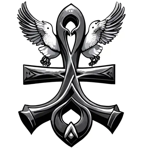Ankh Cross With Doves