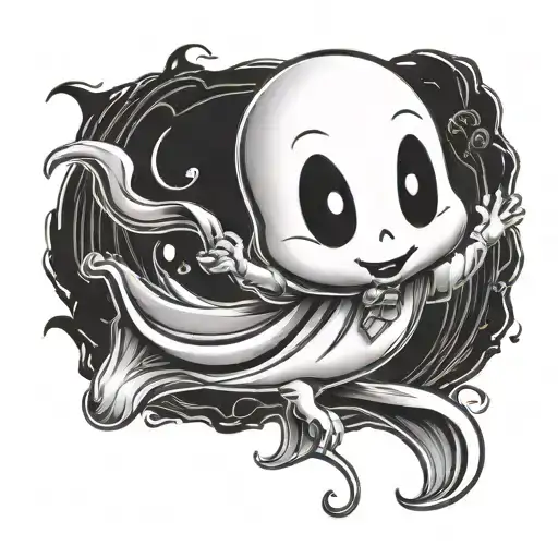 Casper The Ghost Mean Line Tattoo Design