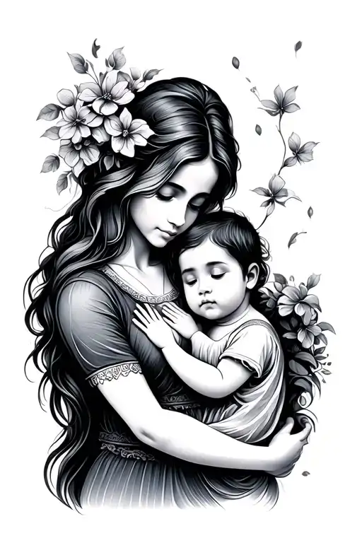 Simple Representation Of Mother And Child Bond