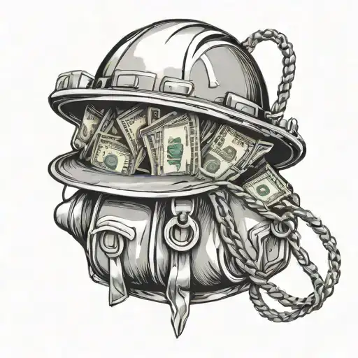Money Bag Hardhat Intertwined Money