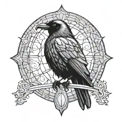 Raven And Stained Glass Window