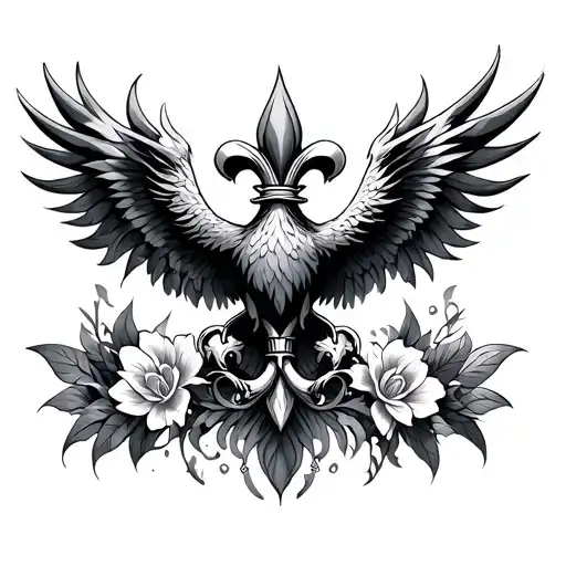 Phoenix Bird Fleur De Lis